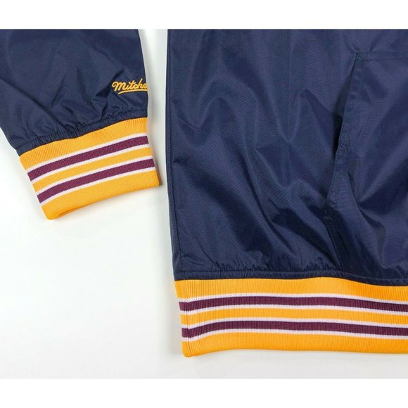 Cleveland Cavaliers NBA Mitchell Ness Men Large 1/4 Zip Blue Yellow Nylon Jacket - Picture 2 of 10